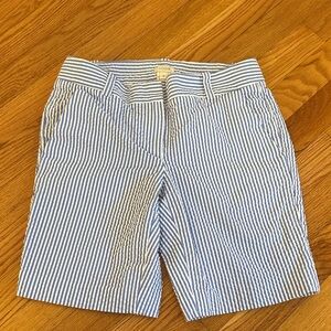 J. Crew Blue & White Striped Seersucker Shorts